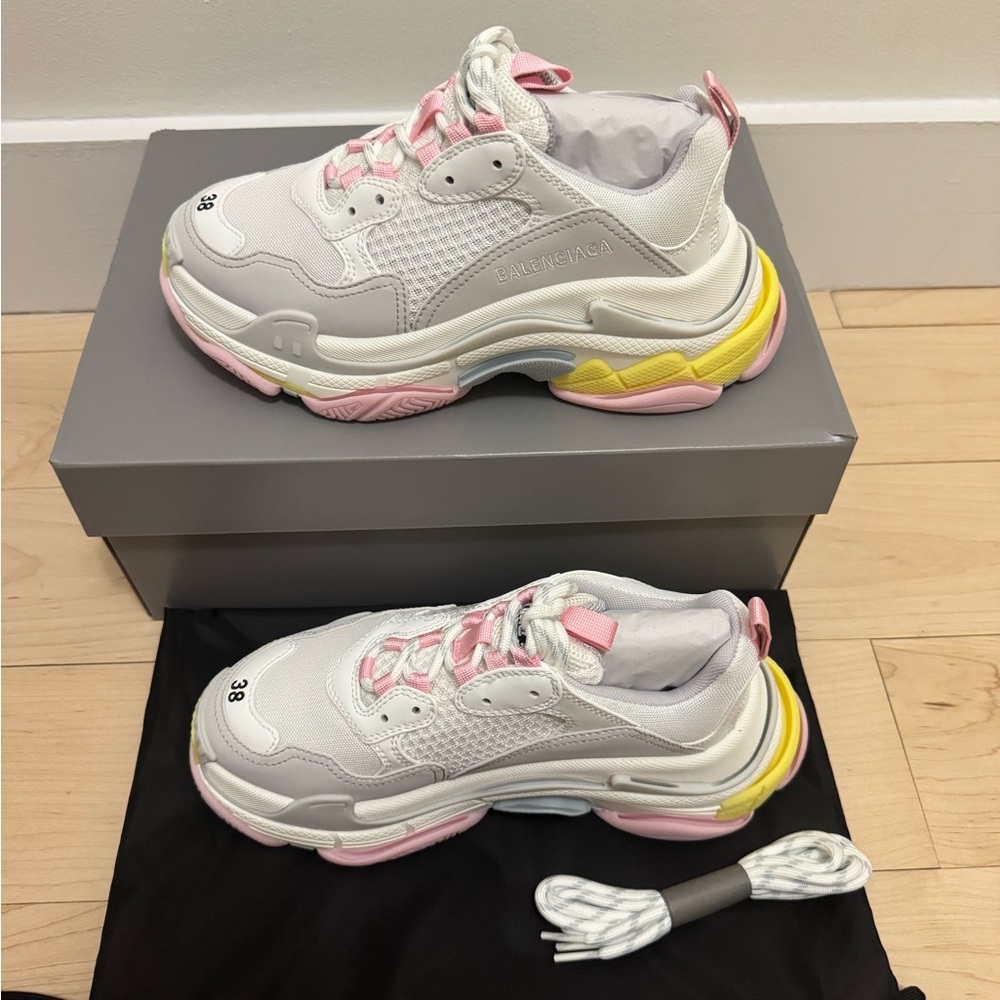 Brand New Balenciaga Women’s Triple S Sneakers in 'White Multi' - Size 38